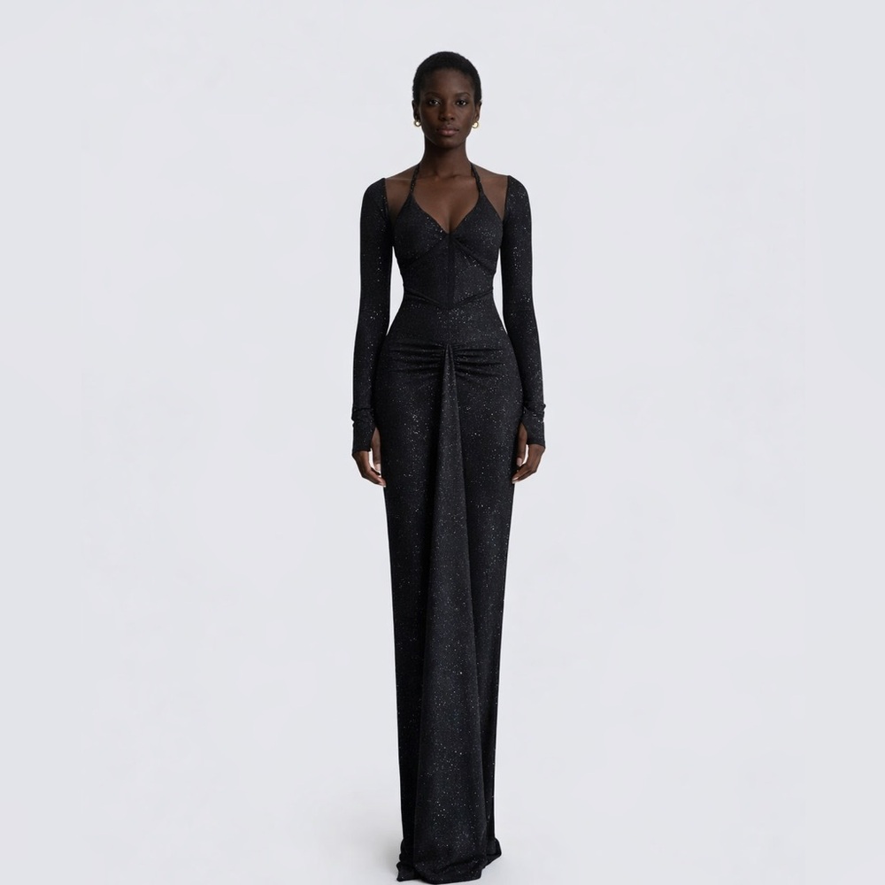 Sophisticated Black Long Sleeve Gown